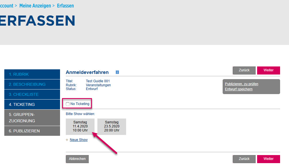 Shows unter Ticketing Shows unter Ticketing